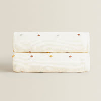 HKM-582867 Cotton Crocheted Air Conditioning Blanket in Spot Beige - Korean Style, All-Season Use
