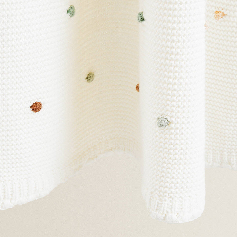 HKM-582867 Cotton Crocheted Air Conditioning Blanket in Spot Beige - Korean Style, All-Season Use