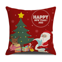 HKM-582931 Cartoon Print Christmas Pillowcase Cover – Festive Linen Cushion Cover 45x45cm