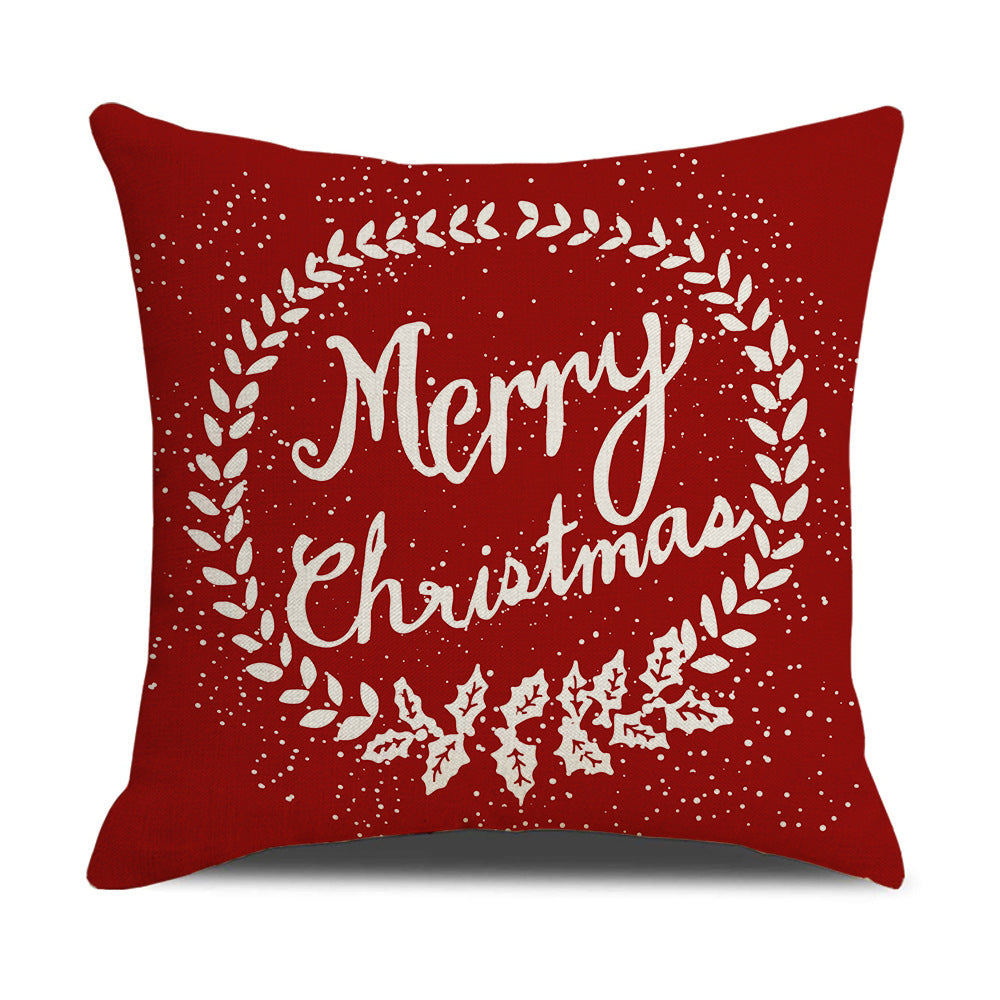 HKM-582931 Cartoon Print Christmas Pillowcase Cover – Festive Linen Cushion Cover 45x45cm