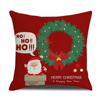 HKM-582931 Cartoon Print Christmas Pillowcase Cover – Festive Linen Cushion Cover 45x45cm