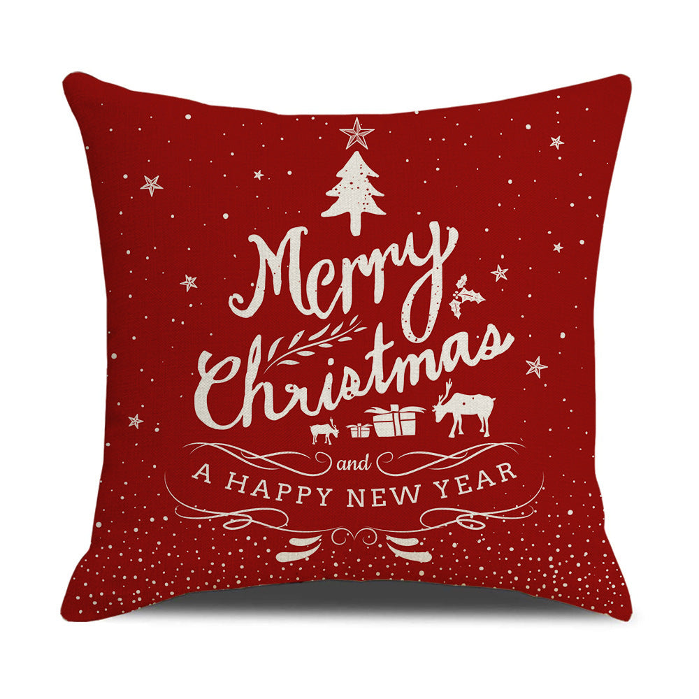HKM-582931 Cartoon Print Christmas Pillowcase Cover – Festive Linen Cushion Cover 45x45cm