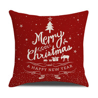 HKM-582931 Cartoon Print Christmas Pillowcase Cover – Festive Linen Cushion Cover 45x45cm
