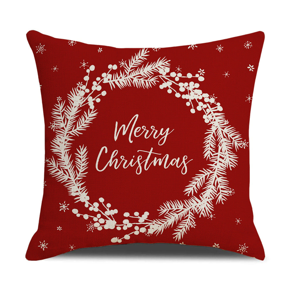 HKM-582931 Cartoon Print Christmas Pillowcase Cover – Festive Linen Cushion Cover 45x45cm