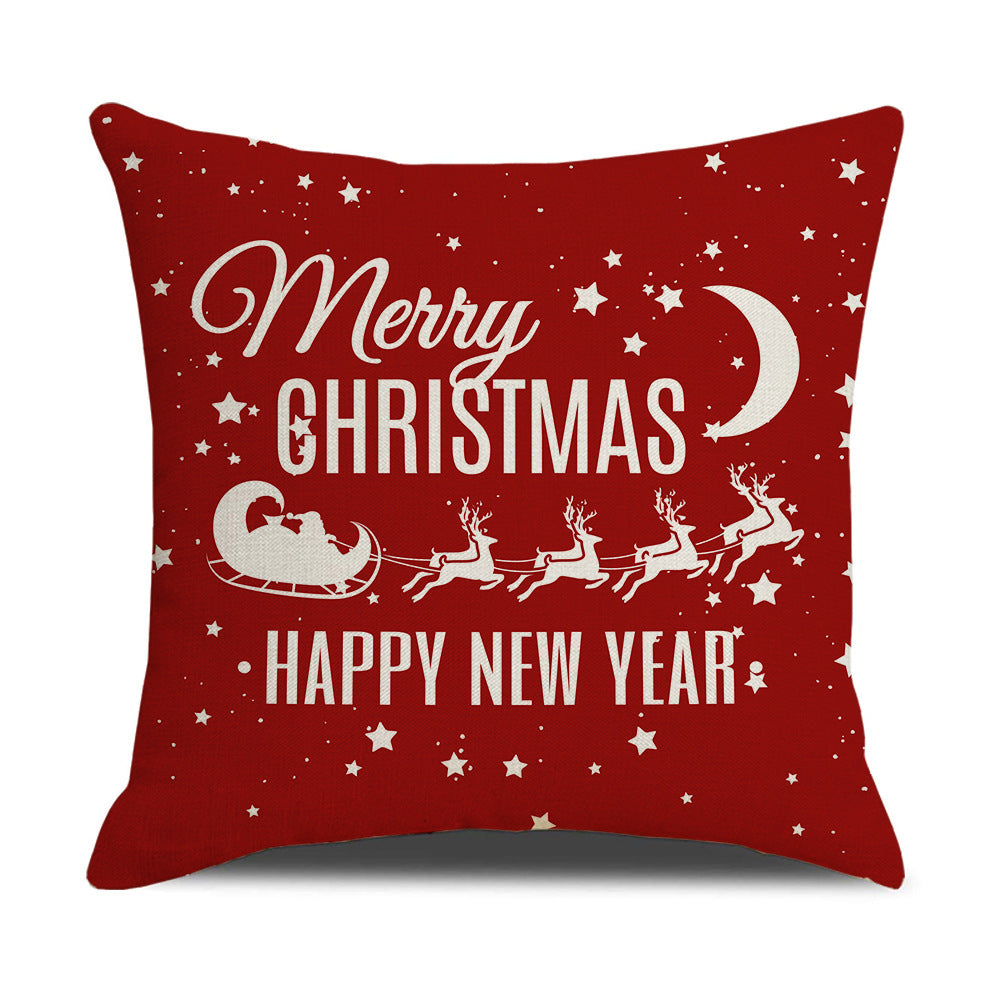 HKM-582931 Cartoon Print Christmas Pillowcase Cover – Festive Linen Cushion Cover 45x45cm