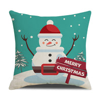HKM-582931 Cartoon Print Christmas Pillowcase Cover – Festive Linen Cushion Cover 45x45cm