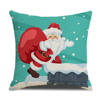 HKM-582931 Cartoon Print Christmas Pillowcase Cover – Festive Linen Cushion Cover 45x45cm
