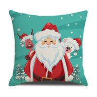 HKM-582931 Cartoon Print Christmas Pillowcase Cover – Festive Linen Cushion Cover 45x45cm