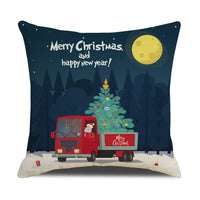 HKM-582931 Cartoon Print Christmas Pillowcase Cover – Festive Linen Cushion Cover 45x45cm