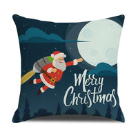 HKM-582931 Cartoon Print Christmas Pillowcase Cover – Festive Linen Cushion Cover 45x45cm