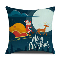 HKM-582931 Cartoon Print Christmas Pillowcase Cover – Festive Linen Cushion Cover 45x45cm