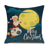 HKM-582931 Cartoon Print Christmas Pillowcase Cover – Festive Linen Cushion Cover 45x45cm