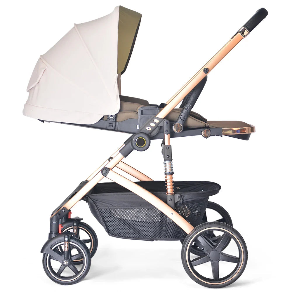 HKM-583059 Luxury 3-in-1 Foldable Travel Baby Stroller with Car Seat and Bassinet Functionality