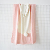 HKM-583251 Soft Plush Rabbit Ears Blanket for Children - Three-Dimensional Knitted Hugging Mat for Naptime and Beach