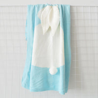 HKM-583251 Soft Plush Rabbit Ears Blanket for Children - Three-Dimensional Knitted Hugging Mat for Naptime and Beach