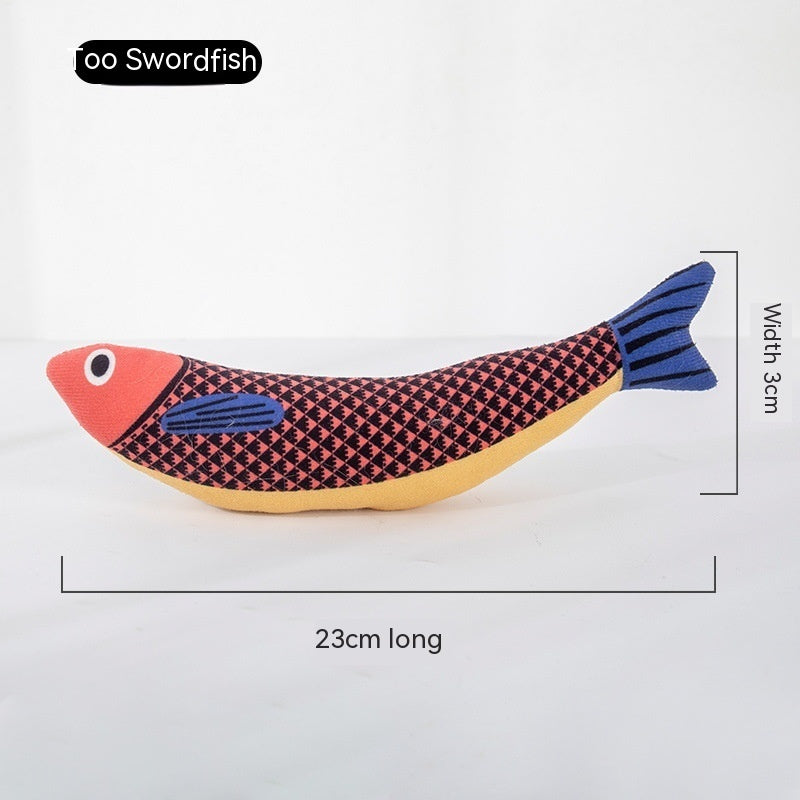 HKM-583315 Cat Mint Self-Hi Simulated Fish Toy for Pets - Multi-Color Polyester Molar Chew Plaything