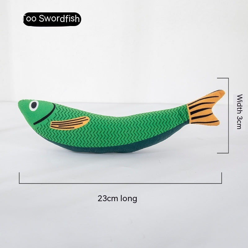 HKM-583315 Cat Mint Self-Hi Simulated Fish Toy for Pets - Multi-Color Polyester Molar Chew Plaything