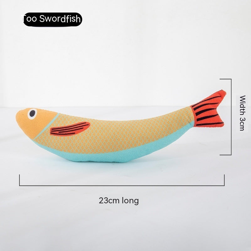 HKM-583315 Cat Mint Self-Hi Simulated Fish Toy for Pets - Multi-Color Polyester Molar Chew Plaything