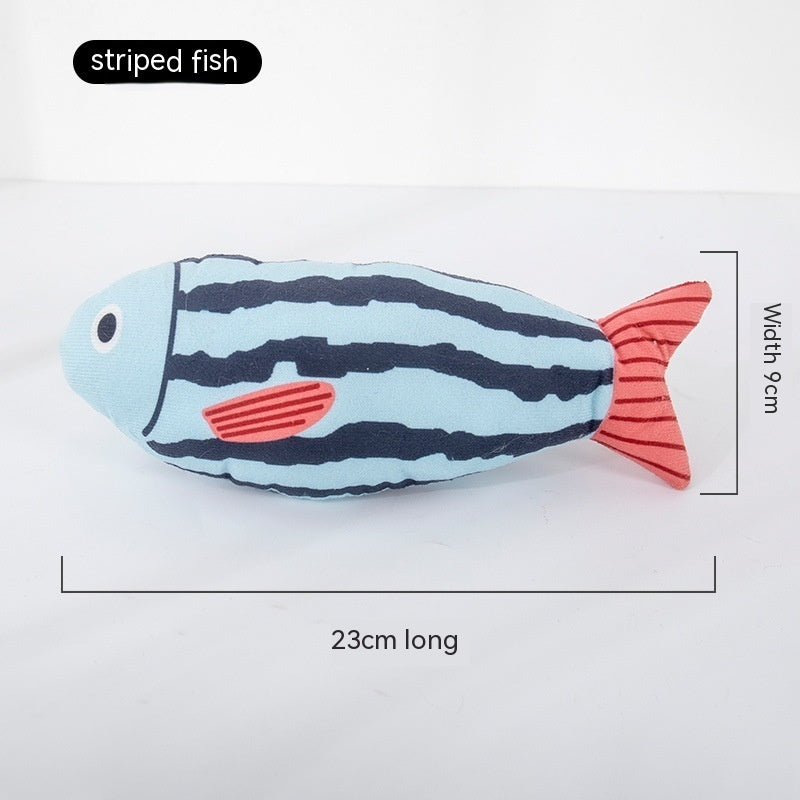 HKM-583315 Cat Mint Self-Hi Simulated Fish Toy for Pets - Multi-Color Polyester Molar Chew Plaything