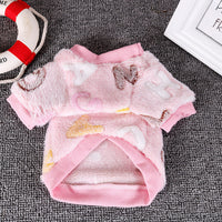 HKM-583443 Cozy Fleece Pajamas for Small Dogs - Chihuahua, Yorkie, Pug - Winter Dog Sweater in Pink and Light Blue