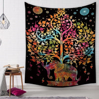 HKM-583571 Elephant Print Polyester Tapestry Wall Blanket - Multiple Sizes Available