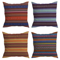 HKM-583699 Retro Bohemian Striped Pillow Cushion Cover, 45x45CM, Polyester-Cotton Blend