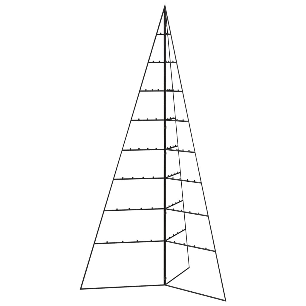 HKM-583827 Modern Black Metal Christmas Tree - 180 cm Height, Powder-Coated Steel, Assembly Required