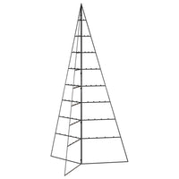 HKM-583827 Modern Black Metal Christmas Tree - 180 cm Height, Powder-Coated Steel, Assembly Required