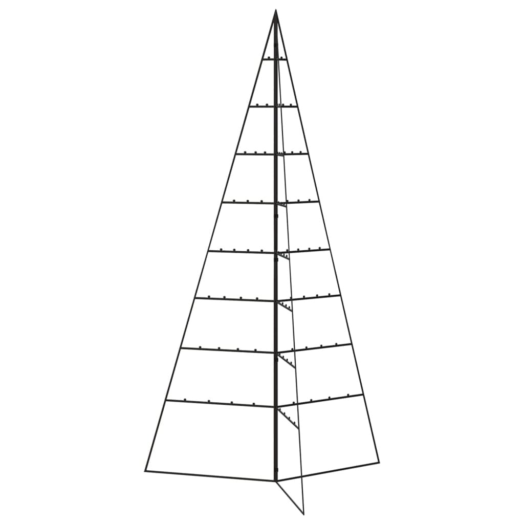 HKM-583827 Modern Black Metal Christmas Tree - 180 cm Height, Powder-Coated Steel, Assembly Required