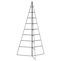HKM-583827 Modern Black Metal Christmas Tree - 180 cm Height, Powder-Coated Steel, Assembly Required