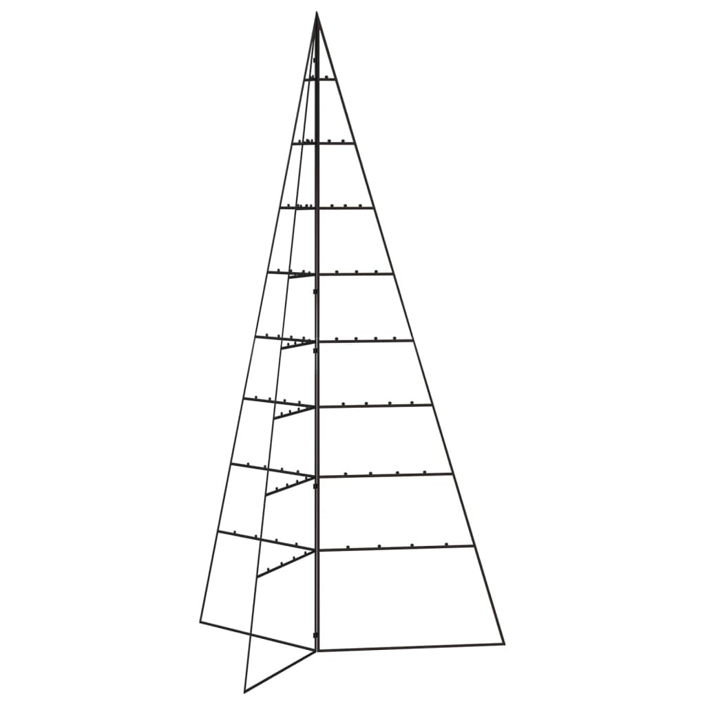 HKM-583827 Modern Black Metal Christmas Tree - 180 cm Height, Powder-Coated Steel, Assembly Required