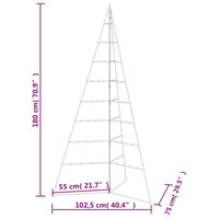 HKM-583827 Modern Black Metal Christmas Tree - 180 cm Height, Powder-Coated Steel, Assembly Required