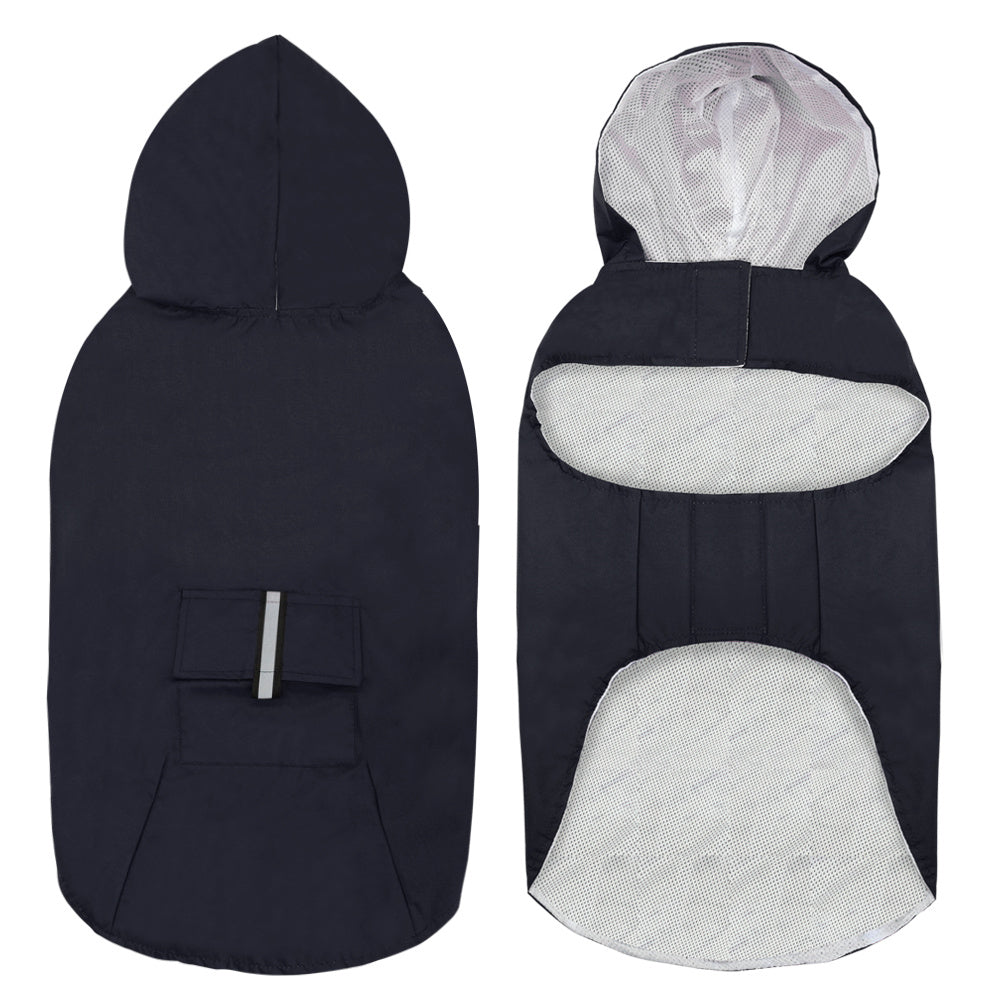 HKM-583891 Large Waterproof Raincoat for Dogs - Soft Mesh Polyester, Sizes S to 5XL, Available in Red and Black