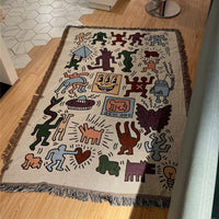 HKM-584083 Geometric Portable Casual Blanket for Spring and Autumn - Yarn-Dyed Yarn