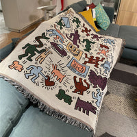 HKM-584083 Geometric Portable Casual Blanket for Spring and Autumn - Yarn-Dyed Yarn