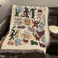 HKM-584083 Geometric Portable Casual Blanket for Spring and Autumn - Yarn-Dyed Yarn