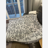 HKM-584083 Geometric Portable Casual Blanket for Spring and Autumn - Yarn-Dyed Yarn