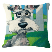 HKM-584147 Cartoon Dog Linen/Cotton Pillowcase - Multiple Color Options - 45x45cm