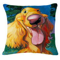 HKM-584147 Cartoon Dog Linen/Cotton Pillowcase - Multiple Color Options - 45x45cm