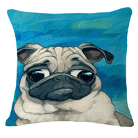 HKM-584147 Cartoon Dog Linen/Cotton Pillowcase - Multiple Color Options - 45x45cm