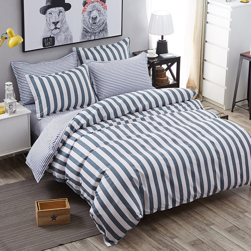 HKM-584339 Duoxin Simple Polyester Four-Piece Bedding Set in Pink for 2.0m Beds