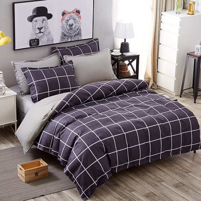 HKM-584339 Duoxin Simple Polyester Four-Piece Bedding Set in Pink for 2.0m Beds