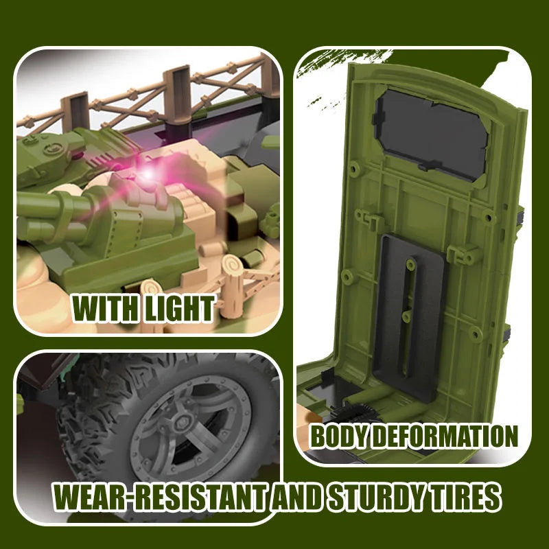 HKM-584595 Remote Control Deformation Military Vehicle Toy for Kids - Indoor and Outdoor Use