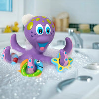 HKM-584659 Interactive Floating Octopus Bath Toy with 5 Hoopla Rings for Kids 0-4 Years - Purple