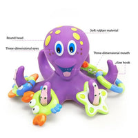 HKM-584659 Interactive Floating Octopus Bath Toy with 5 Hoopla Rings for Kids 0-4 Years - Purple