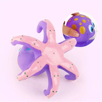 HKM-584659 Interactive Floating Octopus Bath Toy with 5 Hoopla Rings for Kids 0-4 Years - Purple
