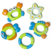 HKM-584659 Interactive Floating Octopus Bath Toy with 5 Hoopla Rings for Kids 0-4 Years - Purple