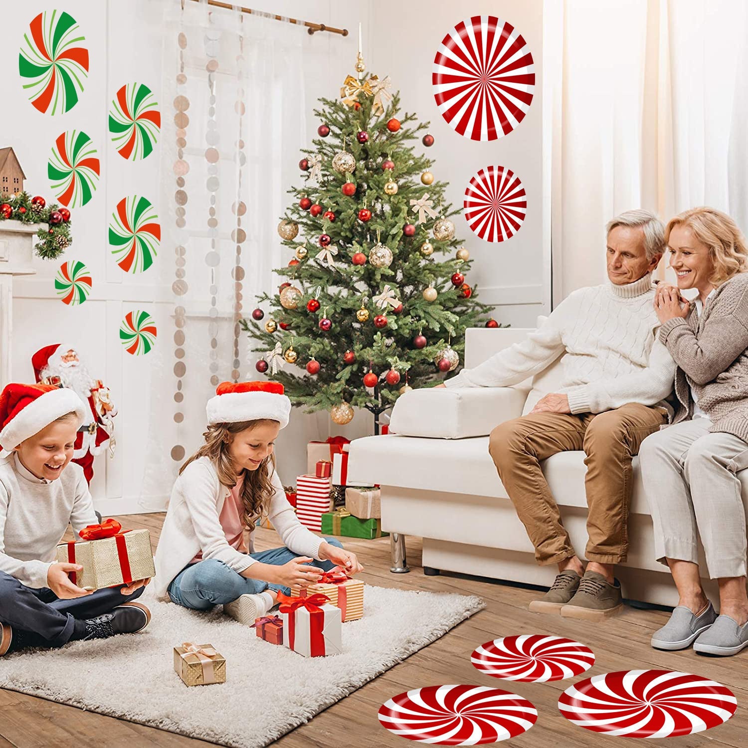 HKM-584787 Christmas Snowflake Candy Wall Sticker Decoration for Living Room and More
