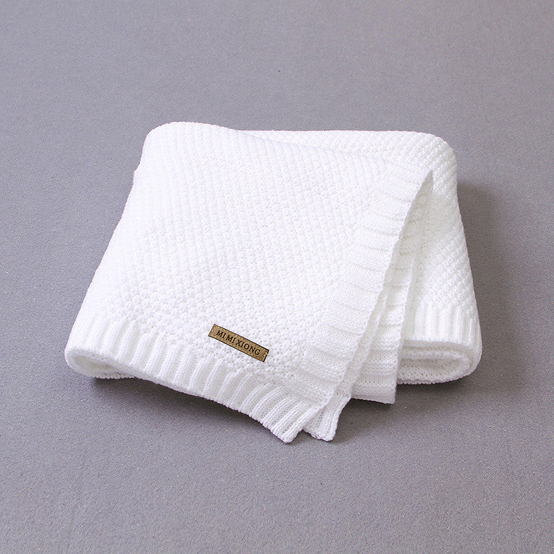 HKM-584851 Cozy Solid Color Knitted Blanket for Newborns in Soft Acrylic, 100x80cm