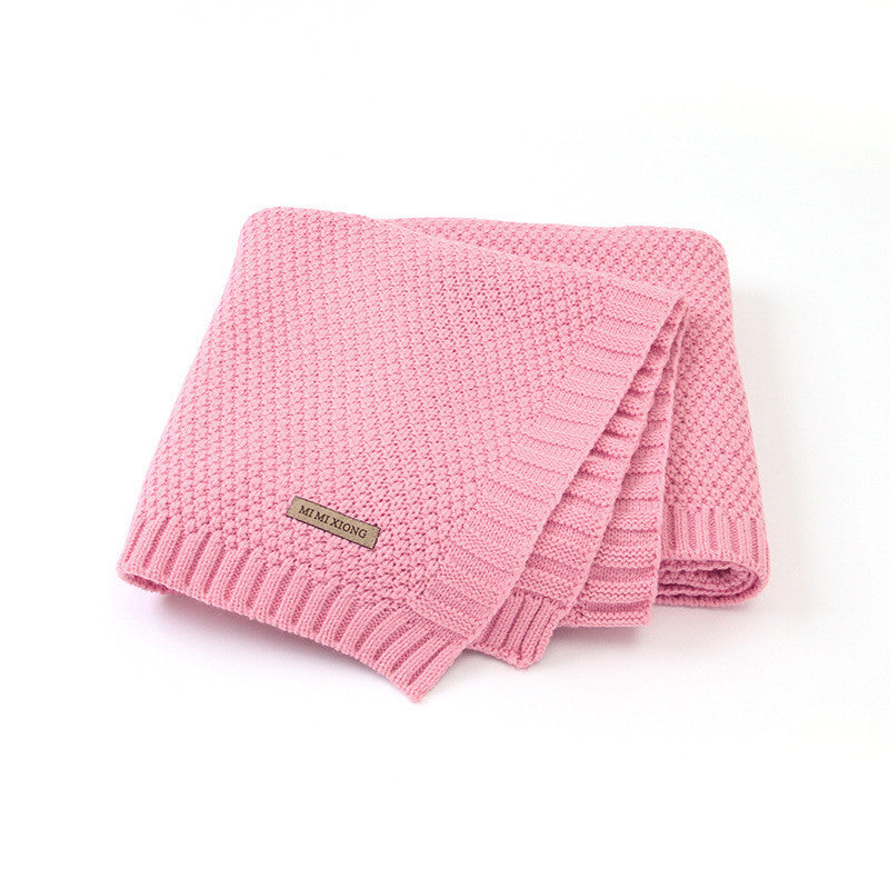 HKM-584851 Cozy Solid Color Knitted Blanket for Newborns in Soft Acrylic, 100x80cm